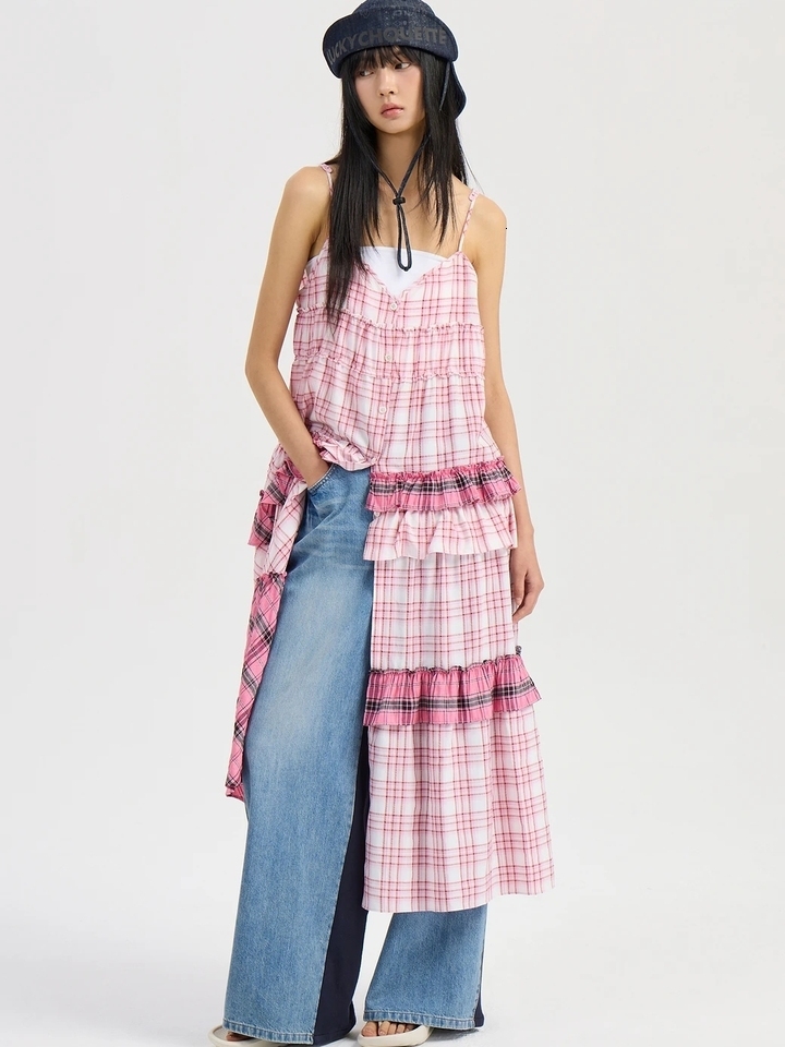 Selfwill Lucky Personality Fashionable Loose Wide Leg Jeans Color Block Front And Back Slimming High Waist Cotton Denim Pants - view 4