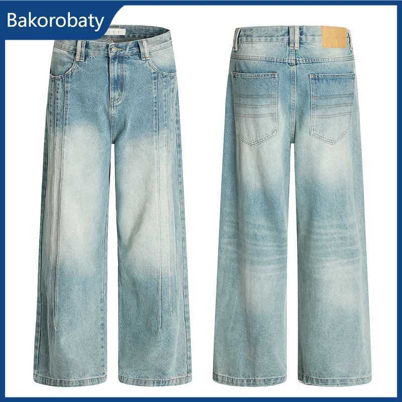Men's Jeans 2026 New Vintage Washed Side Stripe Jeans For Man Y2K Streetwear Patchwork Design Baggy Denim Pants Casual Punk Straight Jean H260924