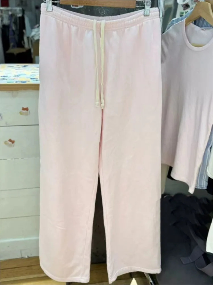Pink Cotton Tshirt Pant Sets Women Casual Oneck Short Sleeve TeeSport Straight Sweatpant Sweet Cute Basic 2 Piece Set Y2K 260924 - view 7