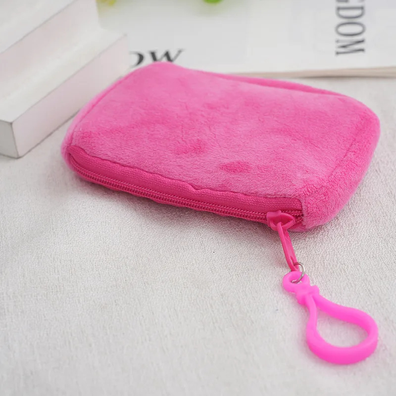 Korean Mini Fashion Plush Square Zipper Coin Purse Card Package Coin Bag Cute Purse Key Earphone Pouch Women Thin Small Handbag 260924