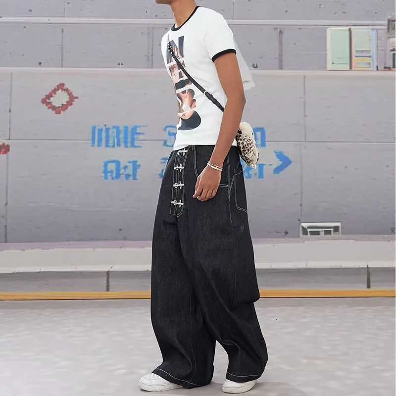 Men's Jeans Street Retro Men's Jeans Straight Leg Pants Airplane Buckle Baggy Silhouette Curved Knife Jeans High Waisted Casual Denim Pants  - view 7