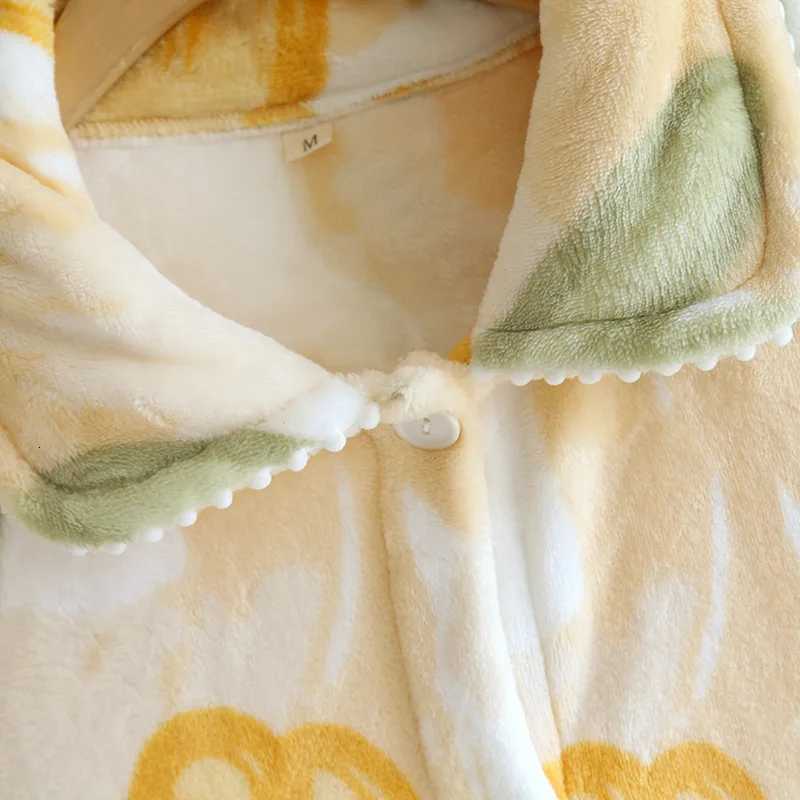 Sleep Lounge Women's Coral Velvet Robe Women's Autumn And Winter Flower Printed Dress Flannel Bathrobe Female Thicken Warm Sleepwear Shower  - view 6