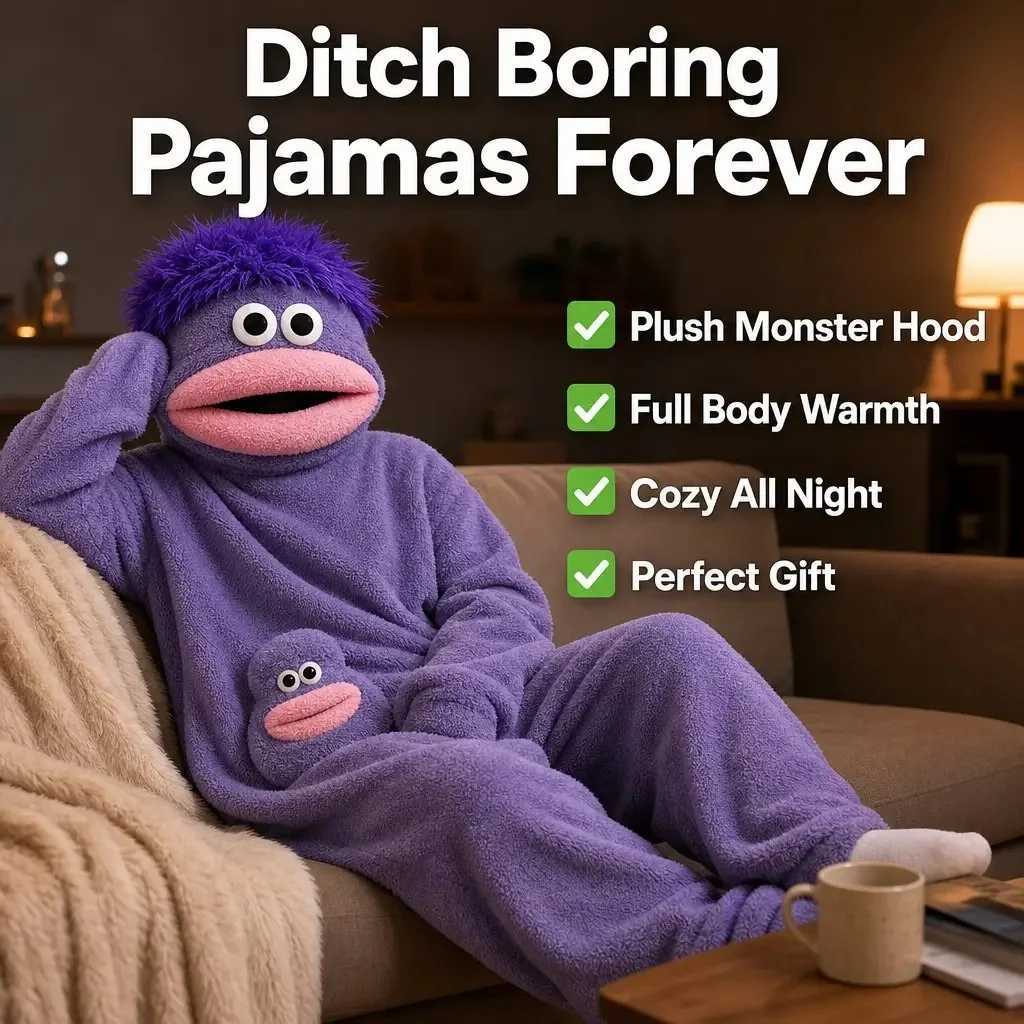 Lounge Women's Sleep New Big Mouth Monster Cartoon Jumpsuit Thickened Soft Coral Fleece Warm Winter Loungewear Funny Hooded Homewear Onesie Pajam
