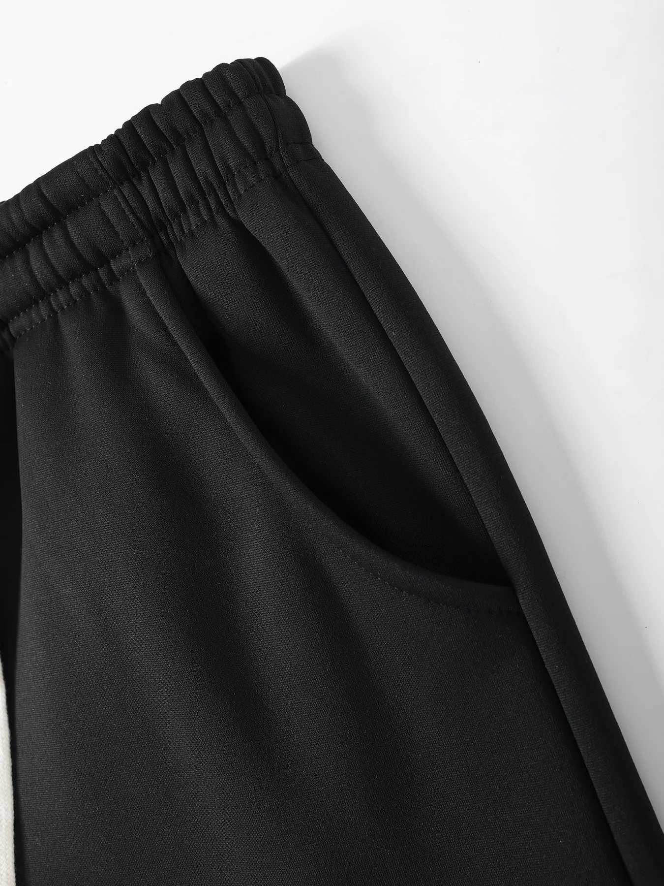 Men's Pants Men's casual sports pants solid color loose dr1 waist elastic straight leg pants suitable for jogging hiking outdoor hiking and  - view 9