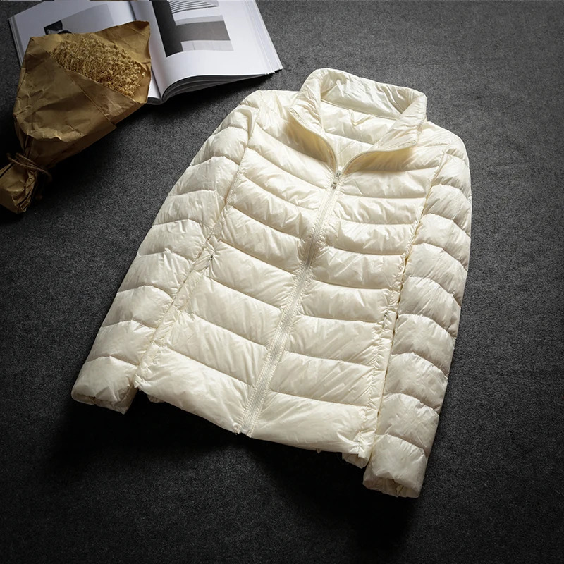 Schinteon Ultralight White Duck Down Jacket Spring Autumn Warm Slim Zipper Women Fashion Light Down Coat 13 Colors S-7XL 260923 - view 6