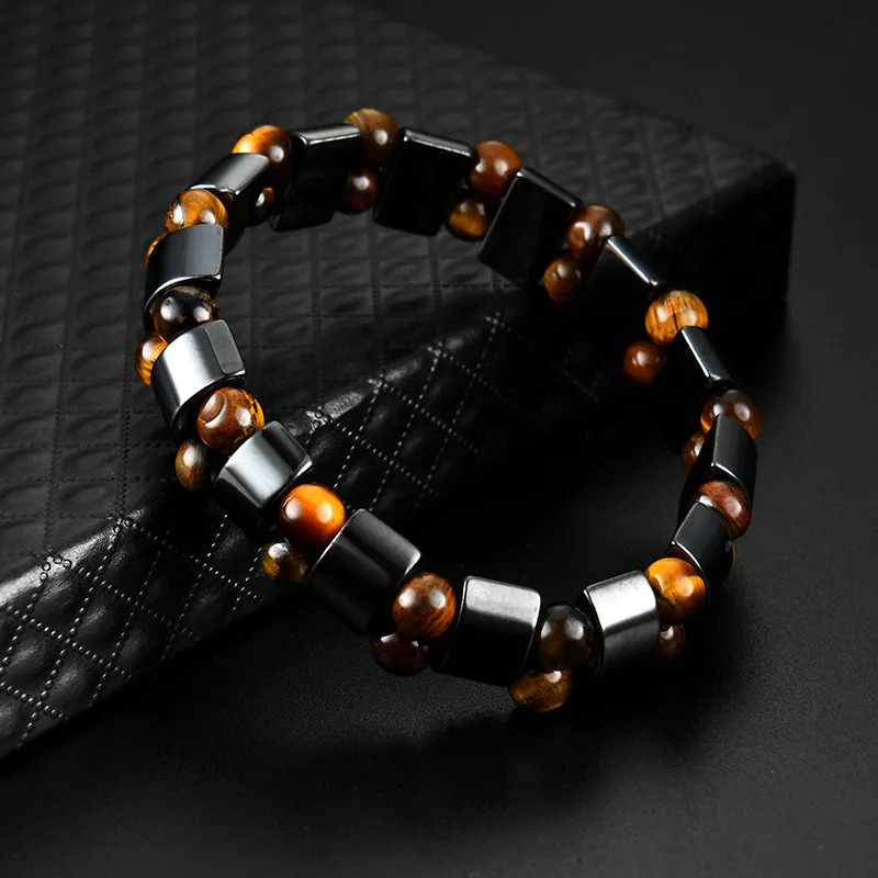 Double Hematite Tiger's Eye Bracelets Men Tiger Eye Hematite Charm Bracelets for Women Natural Energy Stone Bracelet Jewelry 260924
