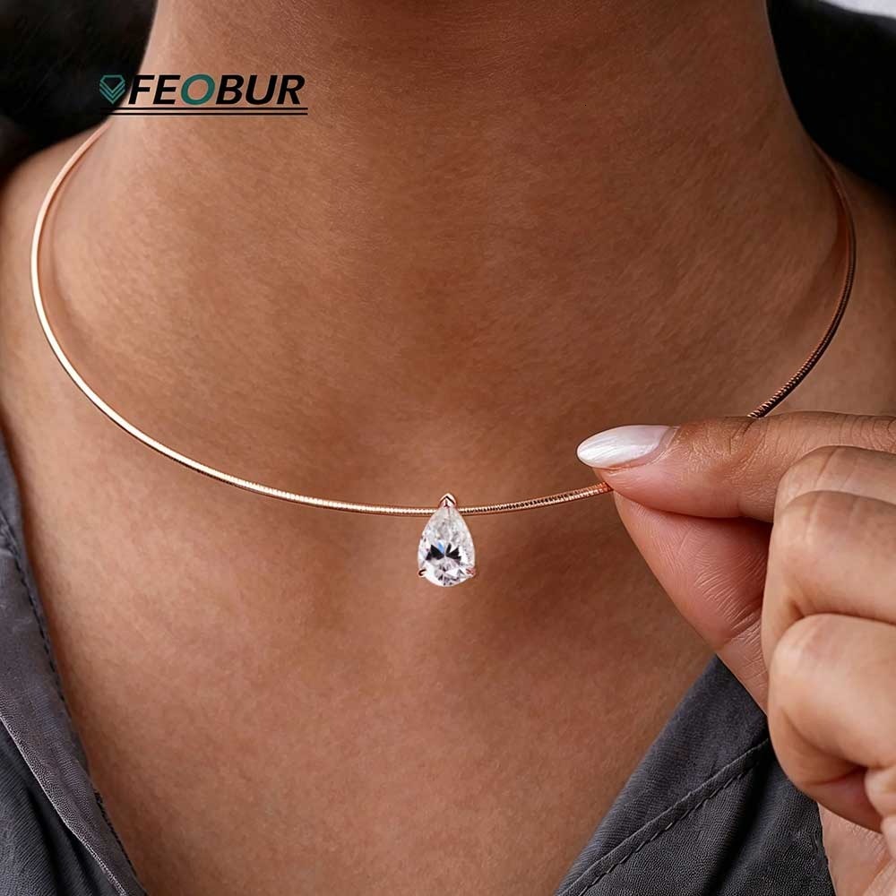 3/4/5CT Waterdrop Moissanite Pendants Necklace 925 Sterling Silver Collar Chain Pear Cut Solitaire Diamond Choker Women Jewelry - view 7