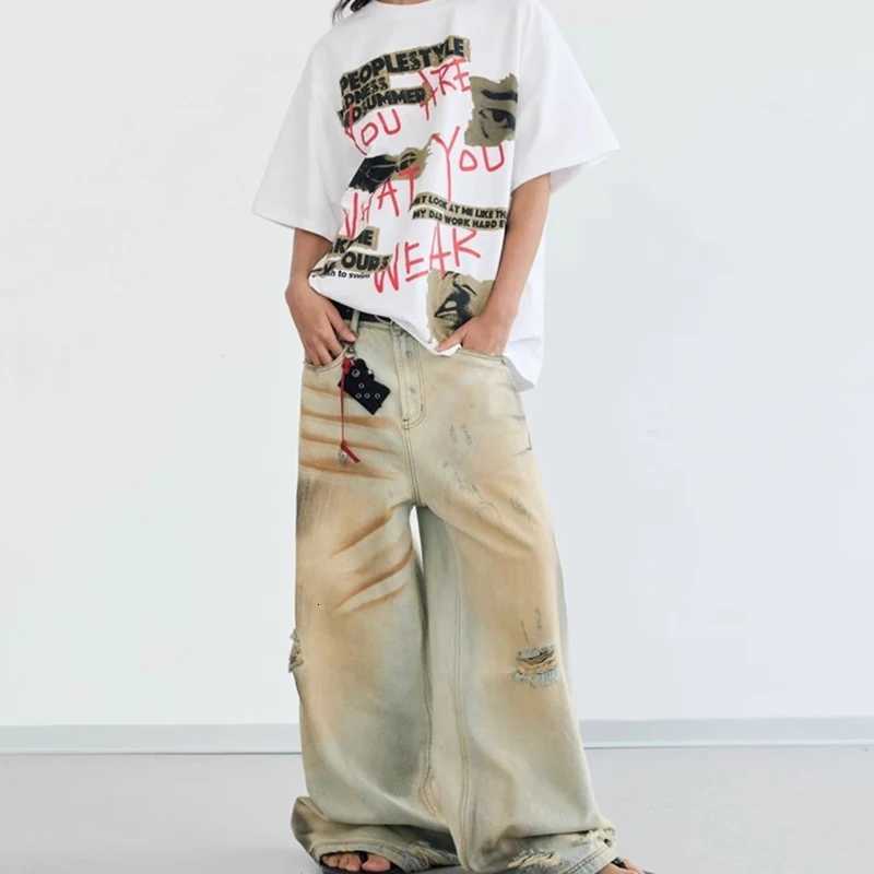 Men's Jeans Spring Men's Vintage Distressed Straight-leg Jeans Hip Hop Fashion Ripped Baggy Denim Pants 2026 New Casual Y2K Streetwear Jean  - view 3