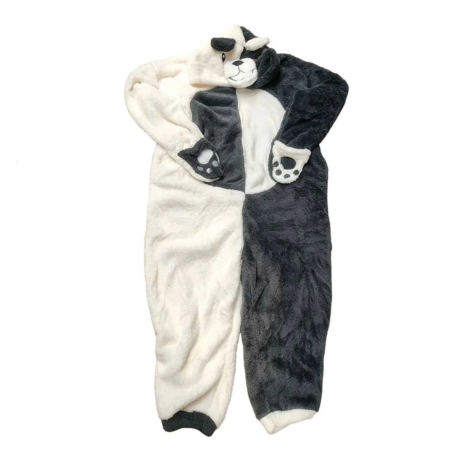 Lounge Women's Sleep Womens Cute Panda Onesie Pajamas Fleece Hooded Jumpsuit Animal Paw Printed Mittens Cosplay Costume Kigurumi Sleepwear Zip Py - view 5