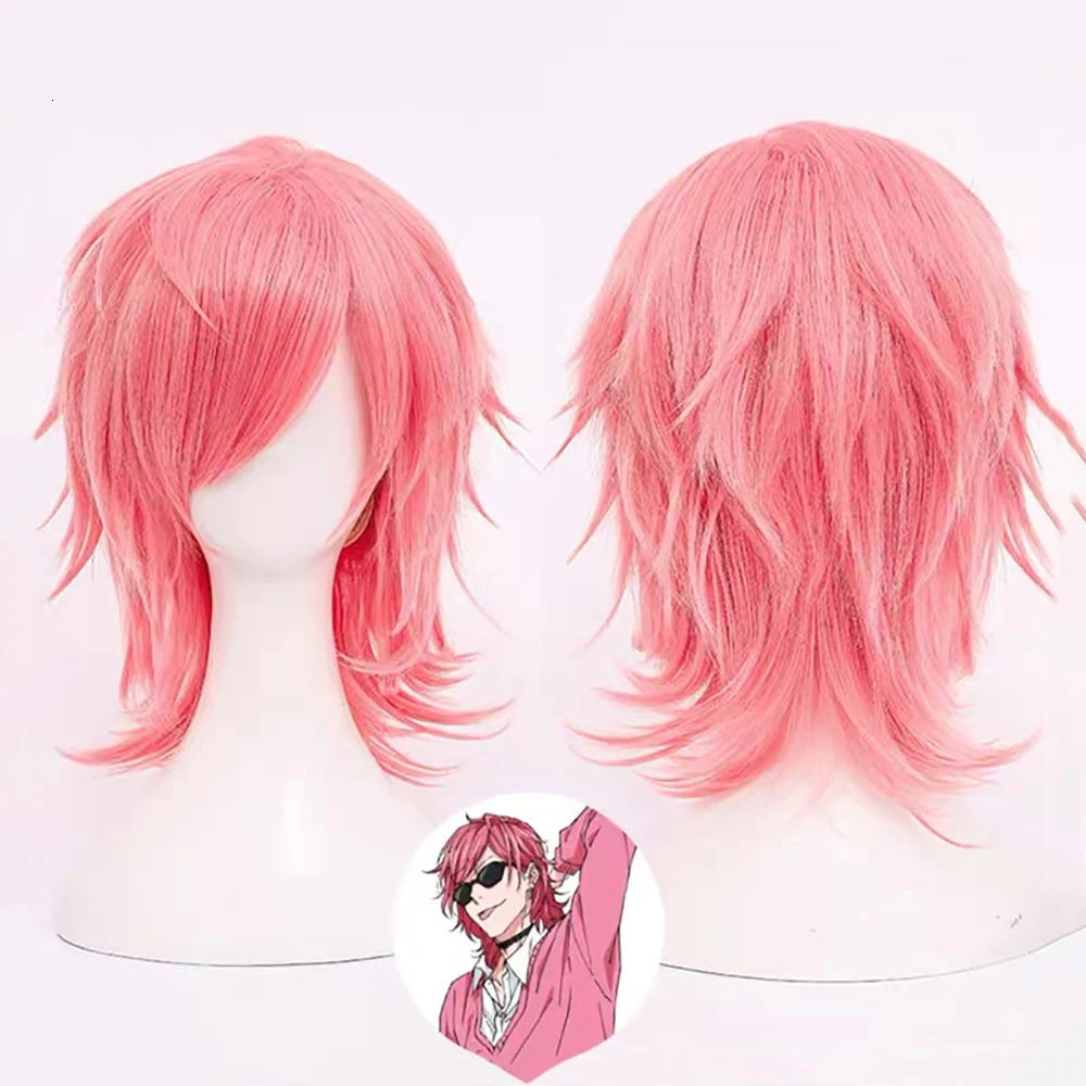 HAIRJOY Synthetic Hair Ayato Yuri Cosplay Wigs Curly Pink Costumes Anime Wig Rose Net 260922