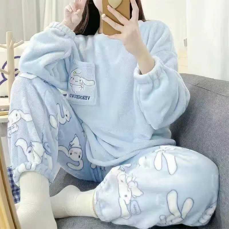 Lounge Women's Sleep Winter Anime Pajamas Kawaii Flannel Pullover Coral Velvet Winter Warm Pajamas Homewear Girl Gifts Warm Coral Fleece Women Pa - view 5