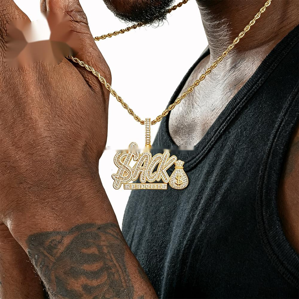 Hip Hop ACK Letter Pendant Unisex Style Rap-themed Made of Real Gold-plated Popular Jewelry Wholesale and in Stock. - view 3