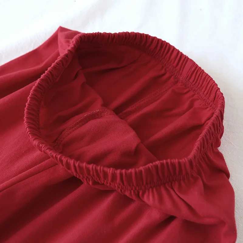 Women's Sleep Lounge New Spring And Autumn Couple Knit Pajamas Long-sleeved Trousers Two-piece 100% Cotton Red Men's And Women's Home S - view 7