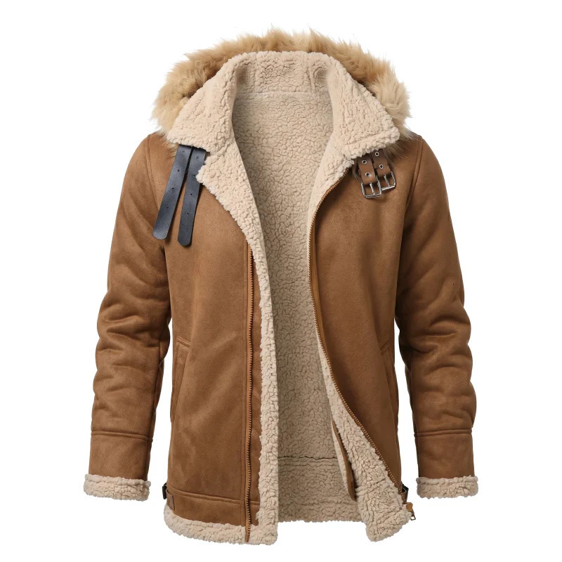 2026 Men's Faux Suede Fur Fleece Hooded Jacket Warm Casual Hiking Coat S5XL Outdoor Winter Outerwear Soft Man's Jackets 260922 - view 4