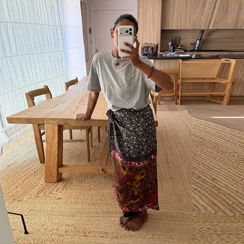 Printed Women's Midi Skirt Wrap Skirt Side Button Wrap Around Skirt Oil Painting Floral Skirt Daily Fashion Wear 260923 - view 6