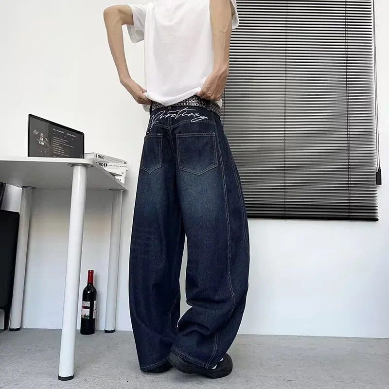 American Goth Letter Printed Baggy Denim Pantalones Hombre Autumn Y2K Streetwear Straight Jeans Hip Hop Fashion Jean Trousers 260923 - view 6