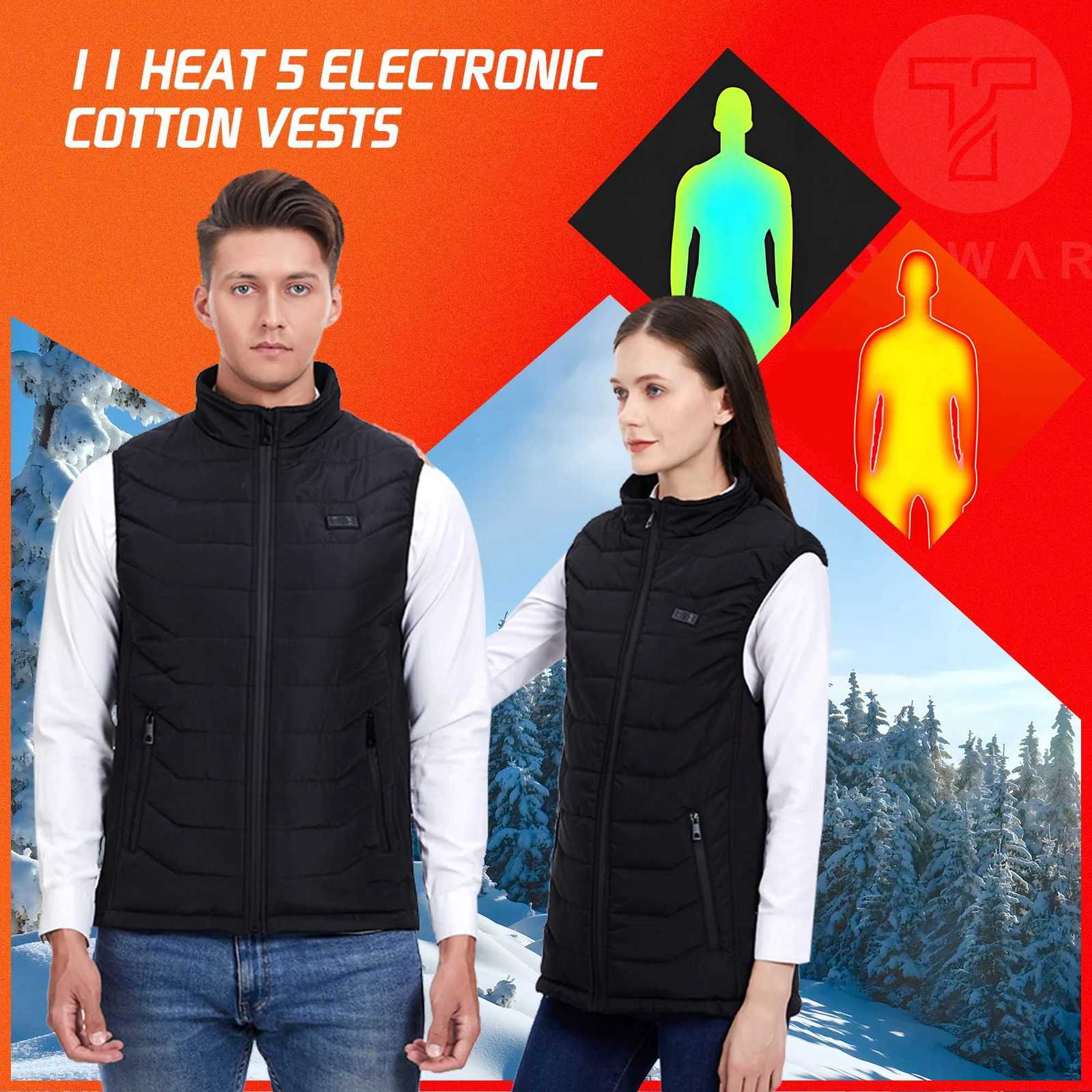 Jackets Hoodies Heated Vest Outdoor 11 Heating Pads Smart Temperature Control Fast Heat USB Powered Washable Winter Fishing Hunting Coat For Men Women - view 5