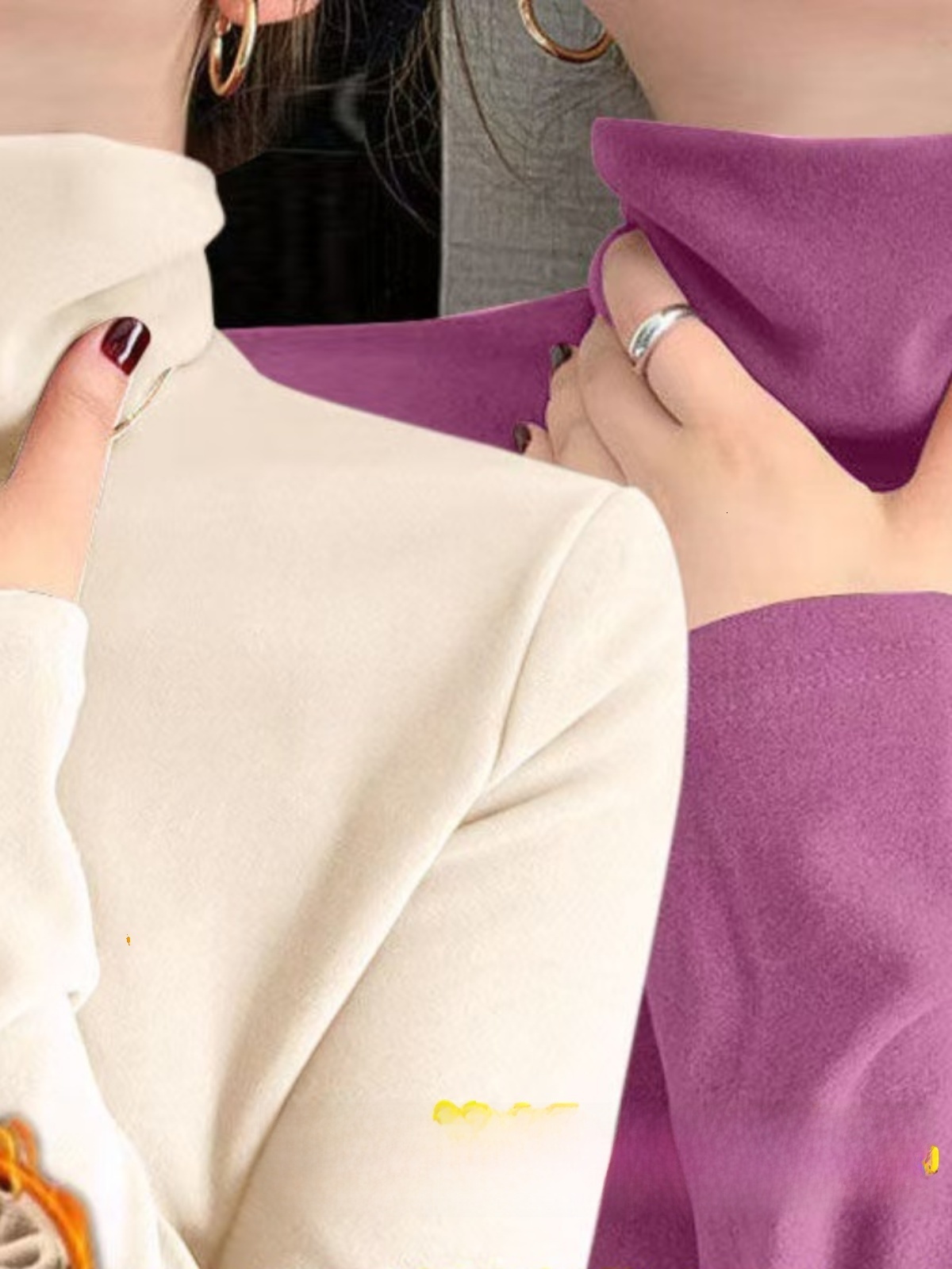 Women's Long Sleeve Double-sided Cashmere Base Shirt Half-high Collar Inner Wear Fashionable Versatile Warm Autumn Winter T-s... - view 6