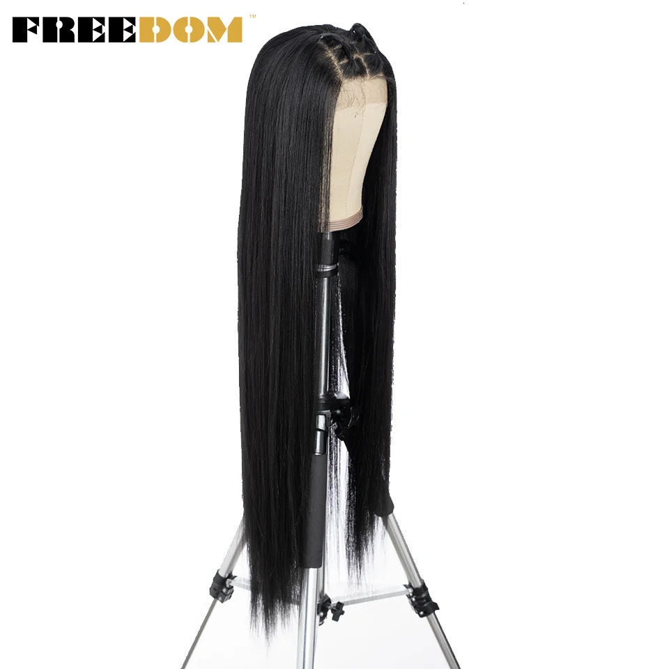 FREEDOM Synthetic Lace Front Wigs For Women 36 inch Long Straight 13X4 Lace Front Wig Ombre Blonde Red Highlight Cosplay Wig 260922 - view 4