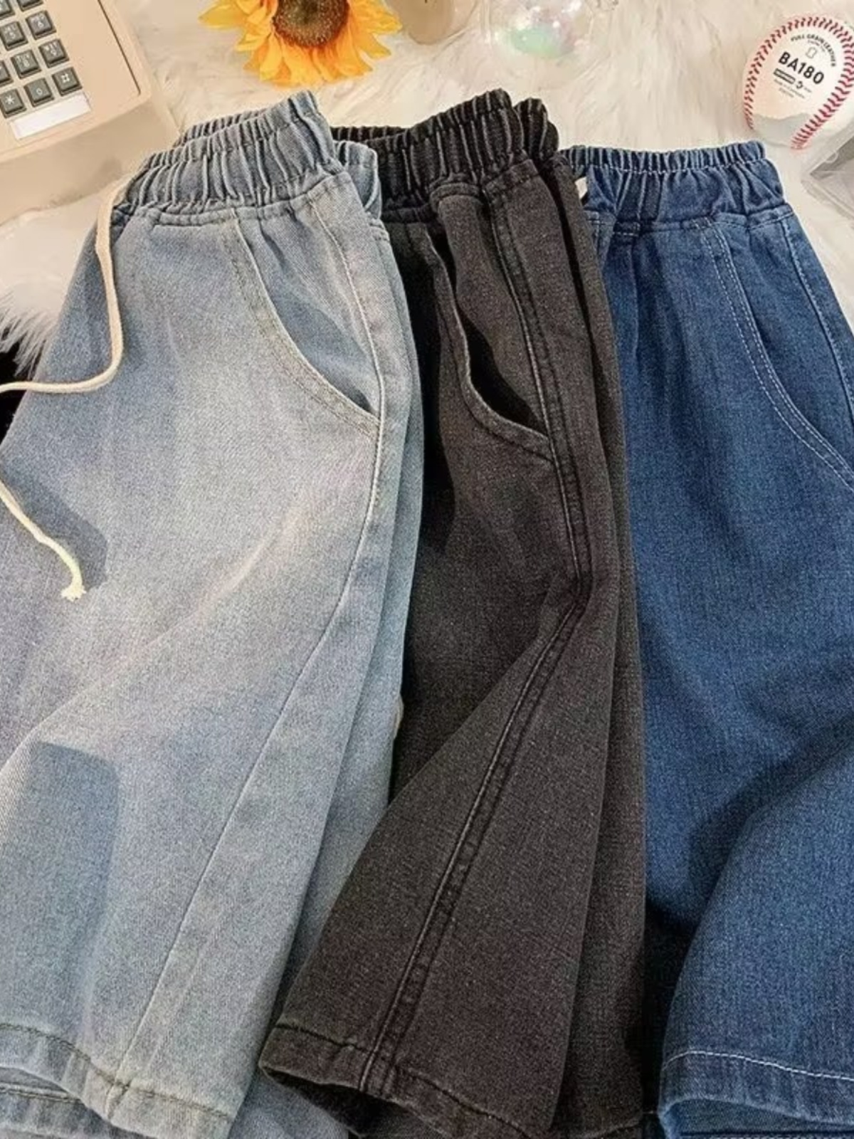 Summer Loose Fit High Waist Straight Leg Jeans Women's Thin Material Five-Quarter Length Wear Resistant Casual Shorts - view 3