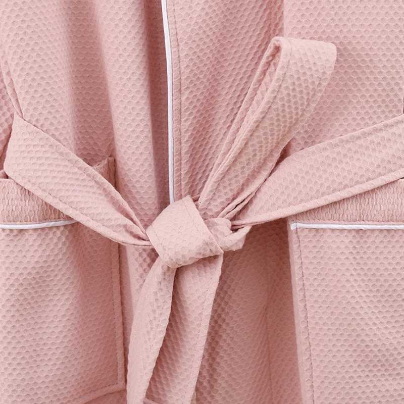 Sleep Lounge Women's Pure Cotton Long Bathrobe Soft Sleepwear Kimono Gown Loose Men And Women Home Dress Nightwear Lingerie Couples Waffle Hotel  - view 5