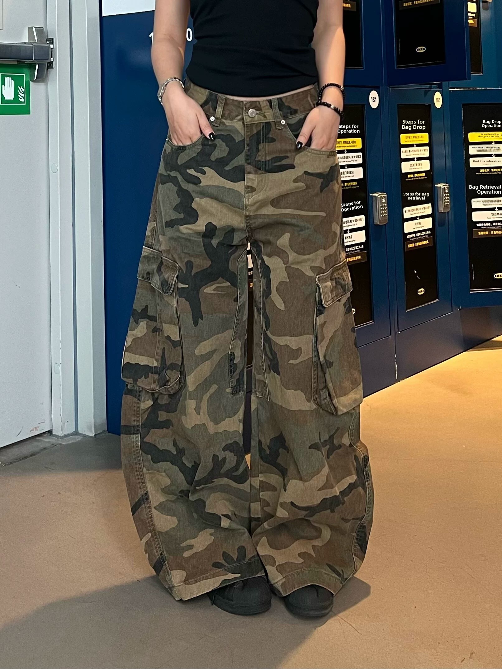 American Retro Camouflage Multi-Pocket Work Unisex Spring Autumn Loose Casual Hot Girl Wide Leg Knife Pants
