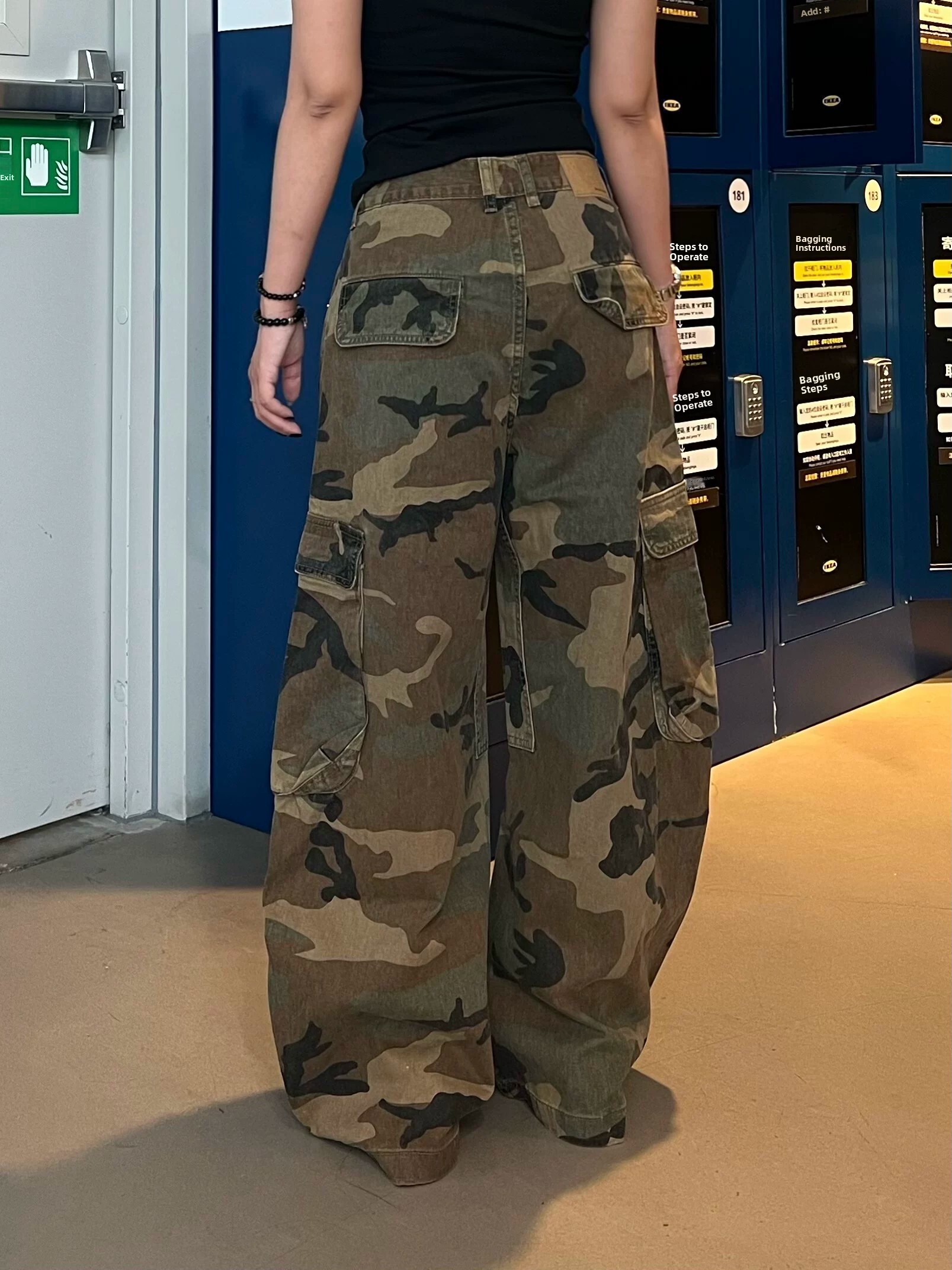 American Retro Camouflage Multi-Pocket Work Unisex Spring Autumn Loose Casual Hot Girl Wide Leg Knife Pants - view 6