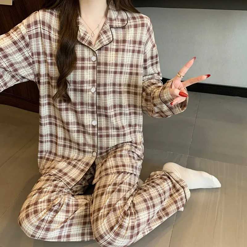 Women's Sleep Lounge Sweet Cute Korean Style Cherry Letter Print Women's Pajamas Set Causal Homewear 2PCS/Set Women Lapel Neck Long-Sleeved  - view 6