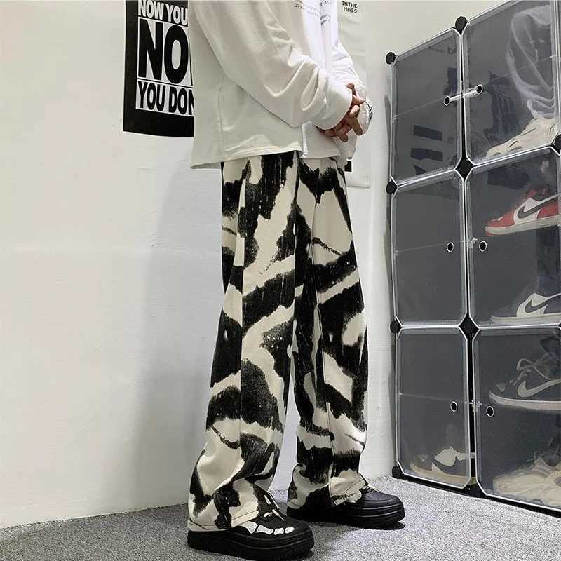 Men's Pants High Street Tie-Dye Casual Pants Men's and Men 2025 Summer New Loose Straight Leg Full Length Mid-waist Versatile Pants Male D26 - view 3