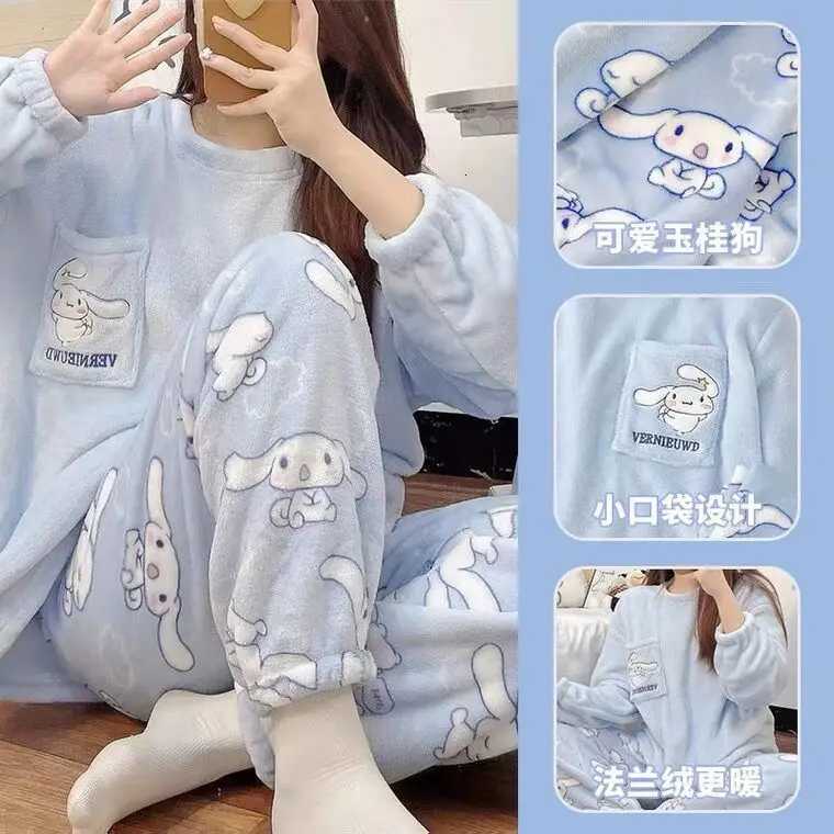 Lounge Women's Sleep Winter Anime Pajamas Kawaii Flannel Pullover Coral Velvet Winter Warm Pajamas Homewear Girl Gifts Warm Coral Fleece Women Pa - view 4
