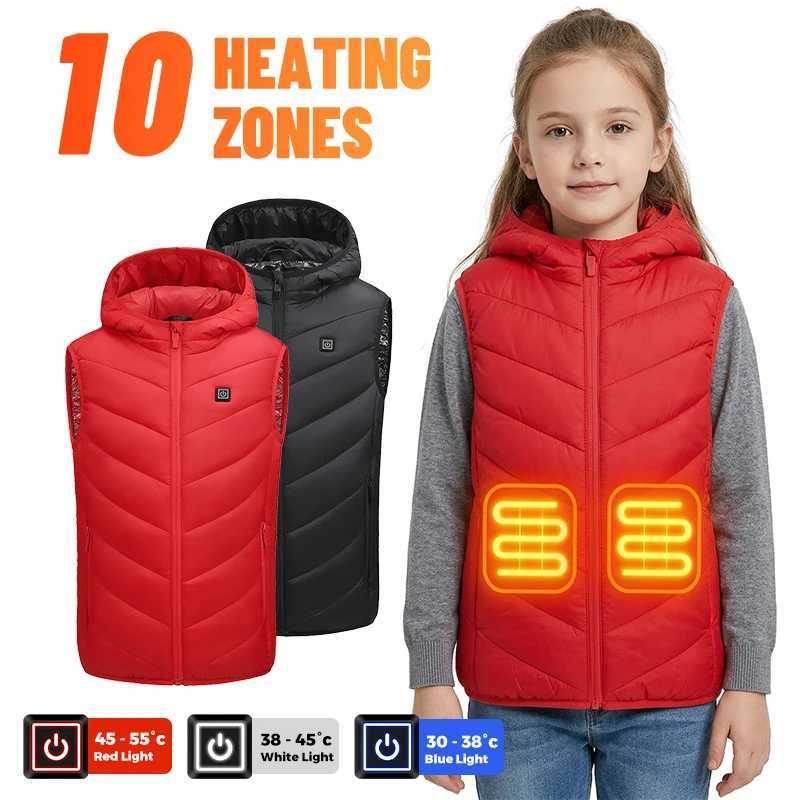 Electric Outdoor Jackets Hoodies Kids Vest 10 Heating Areas Fast Warmth 3 Gear Temp USB Powered Cozy Inner Layer For Winter Outdoor Boys Girls Washabl - view 3