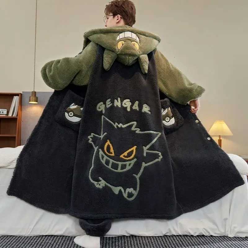 Lounge Women's Sleep Oversized Panda Pattern Men Winter Thick Flannel Pajama Set Hooded Robe with Paw Pockets Warm Soft Fleece Sleepwear Loungewe - view 6