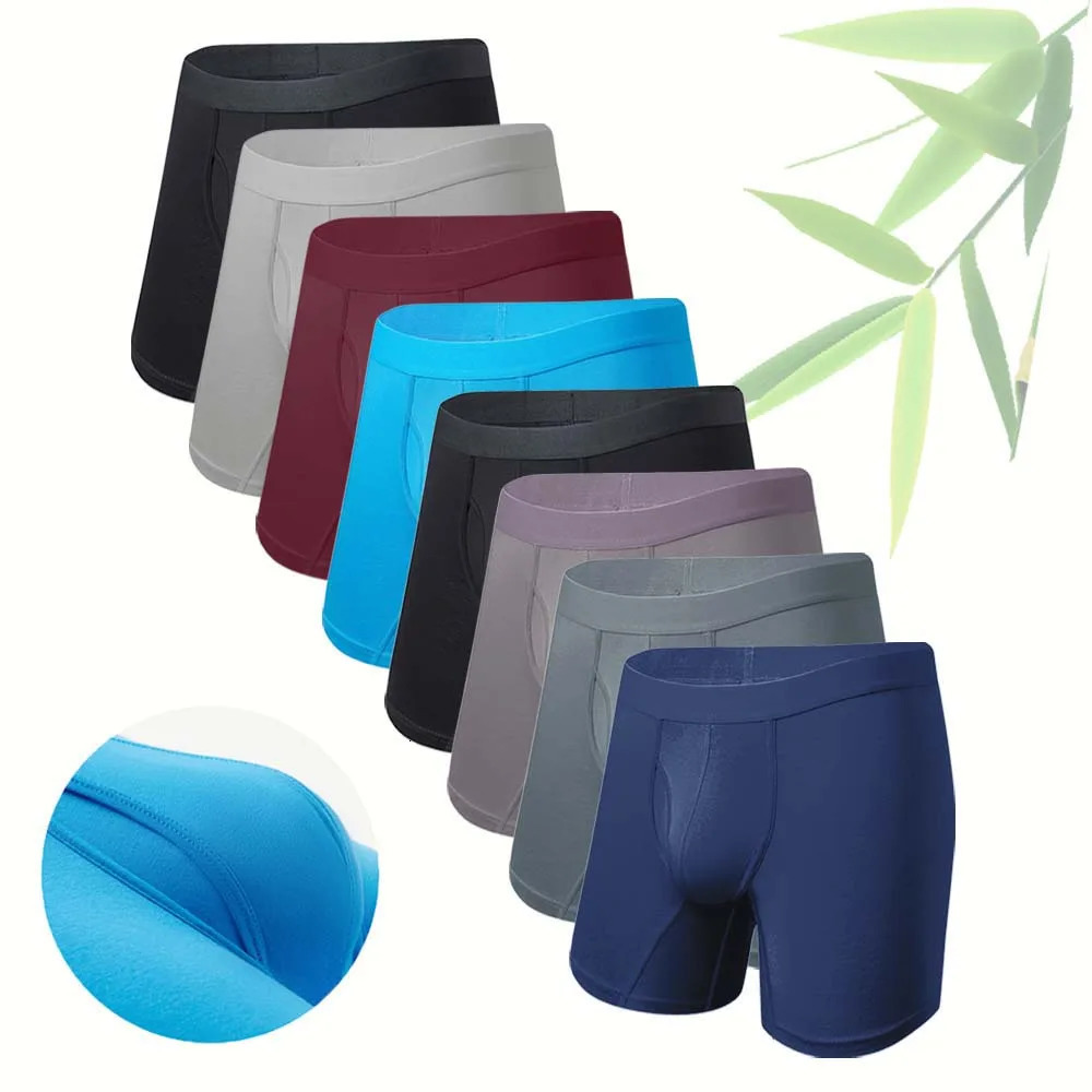 8Pcs Bamboo Fiber Boxers Man Breathable Long Boxer Soft Touch Men's Clothing U Convex Male Underpants Anti-Curling Underwear Man 260923