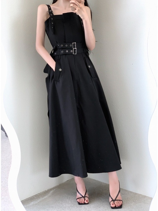 Retro Personalized Double Belt Design Halter Women's Summer 2026 New Waist Cinching Vest Long Dress Korean Style A-Line... - view 4