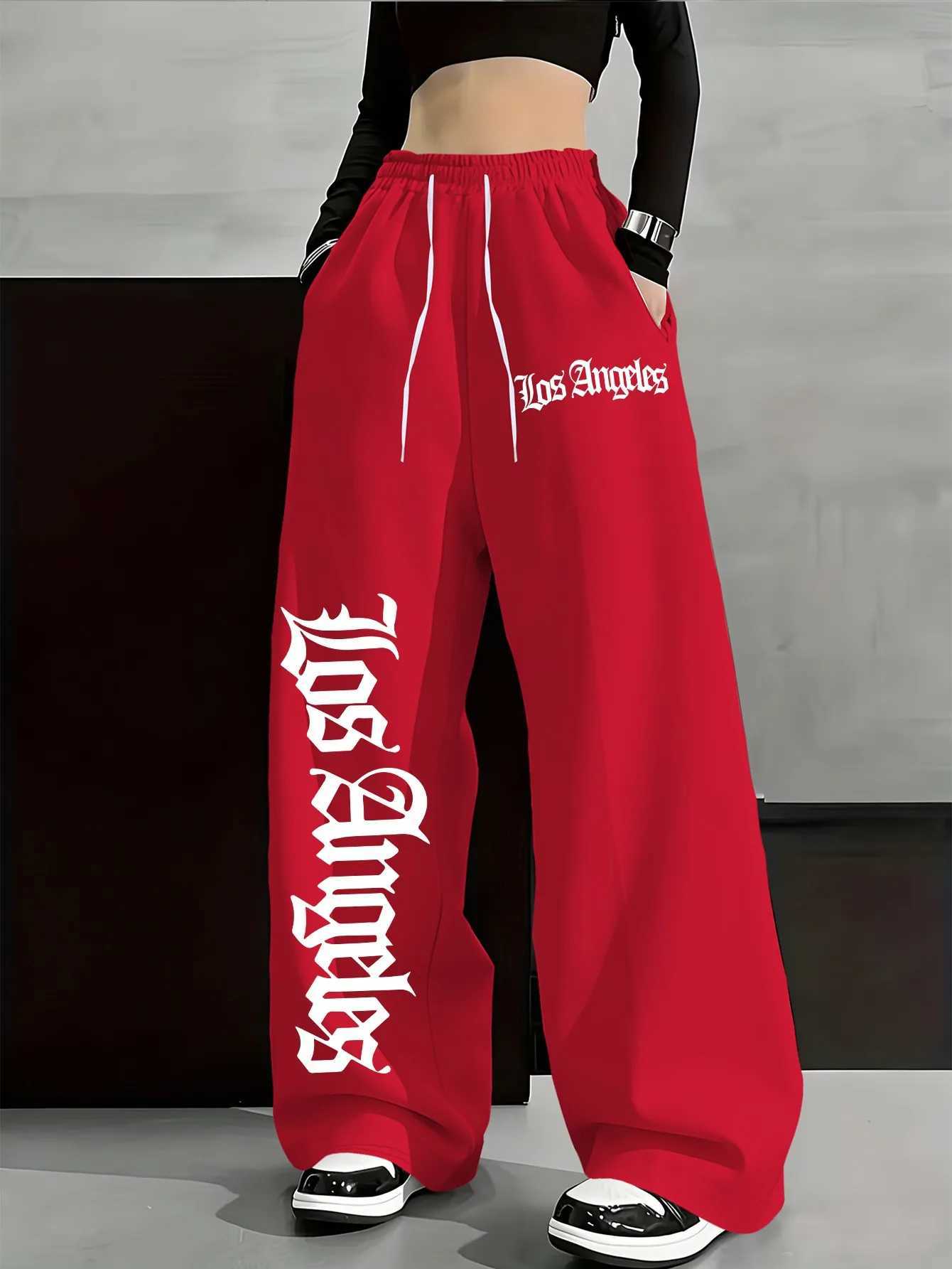Men's Pants Women'ss Letter Print Jogger Pants Casual Loose Fit dr1 Waist Black White Spring Summer Perfect Fit D260924 - view 5