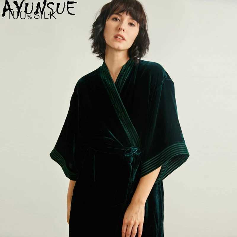 Sleep Lounge Women's AYUNSUE 100% Mulberry Silk Robes for Women 19MM Silk Night Wear Female 2026 Autunm and Winter Sleepwear Bathrobes C260924 - view 3