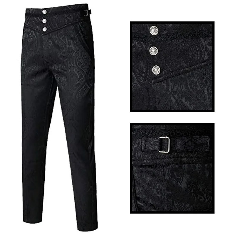 Gothic Snake Print Jacquard Pants Wedding Men's Costume Casual Skinny Straight Trouser Jeans Vintage Steampunk Victorian Outfit 260923 - view 6