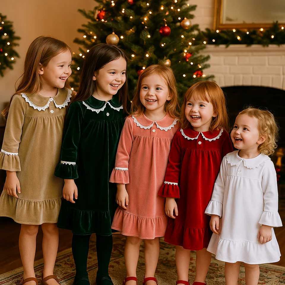 Sleep Lounge Women's 2026 Children Christmas Pyjamas Sets Kid Velvet Loungewear Family Party Long Sleeve Girl Dress Xmas Boy Sleepwear+Pants Cost - view 6