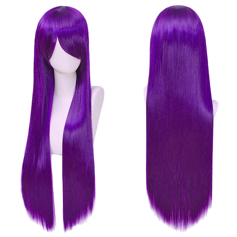 80cm Long Synthetic White Purple Cosplay Wigs Green Hair Straight Silver Wig Pink Hairpiece Lolita Wig with Bangs 260922 - view 3