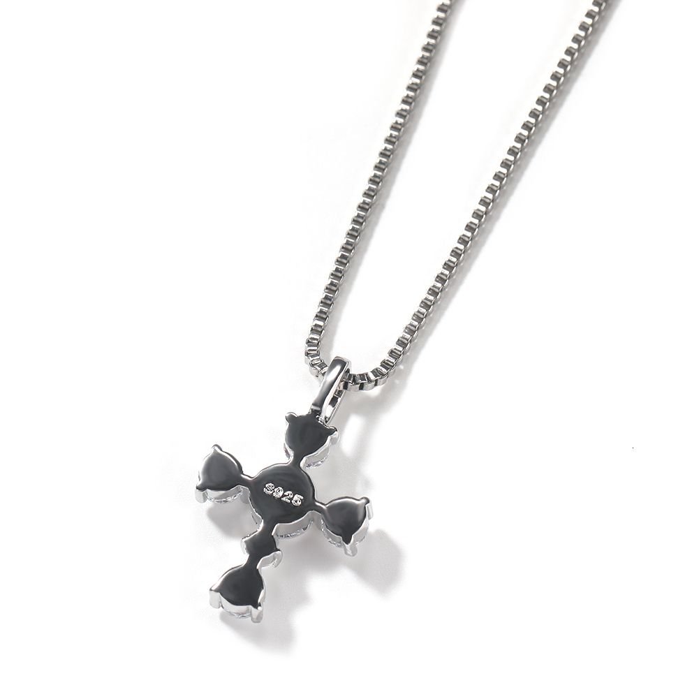 S925 Silver Cross Pendent Necklace Sterling Silver 925 Jewelry Fine Jewelry Cross Round Diamond Hip Hop Jewelry - view 5