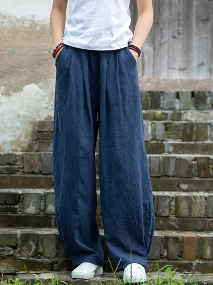 Johnature Women Loose Cotton Linen Casual Solid Color Elastic Waist Lantern Pants 2025 Spring New Female Trousers - view 5