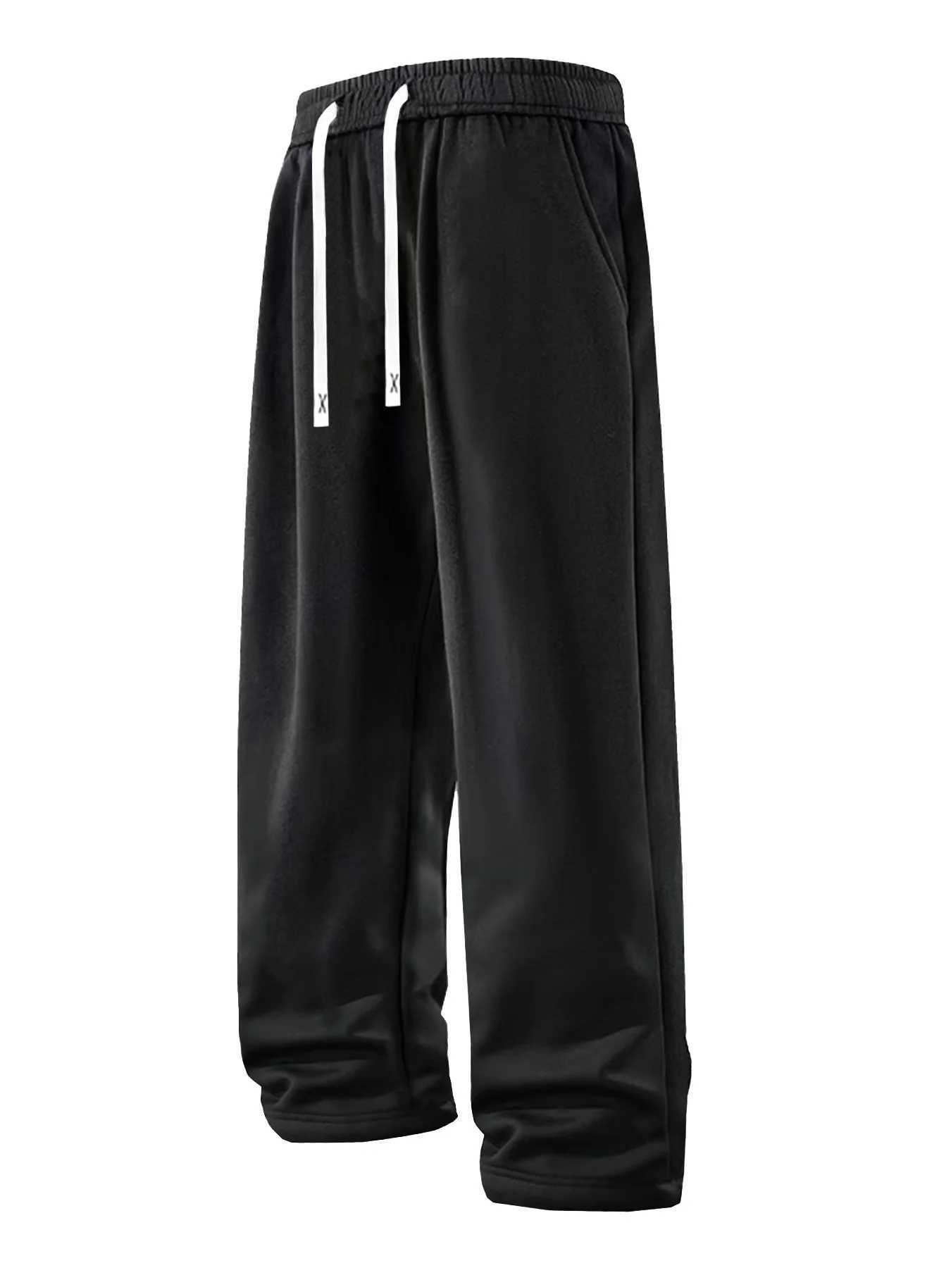 Men's Pants Men's casual sports pants solid color loose dr1 waist elastic straight leg pants suitable for jogging hiking outdoor hiking and  - view 3