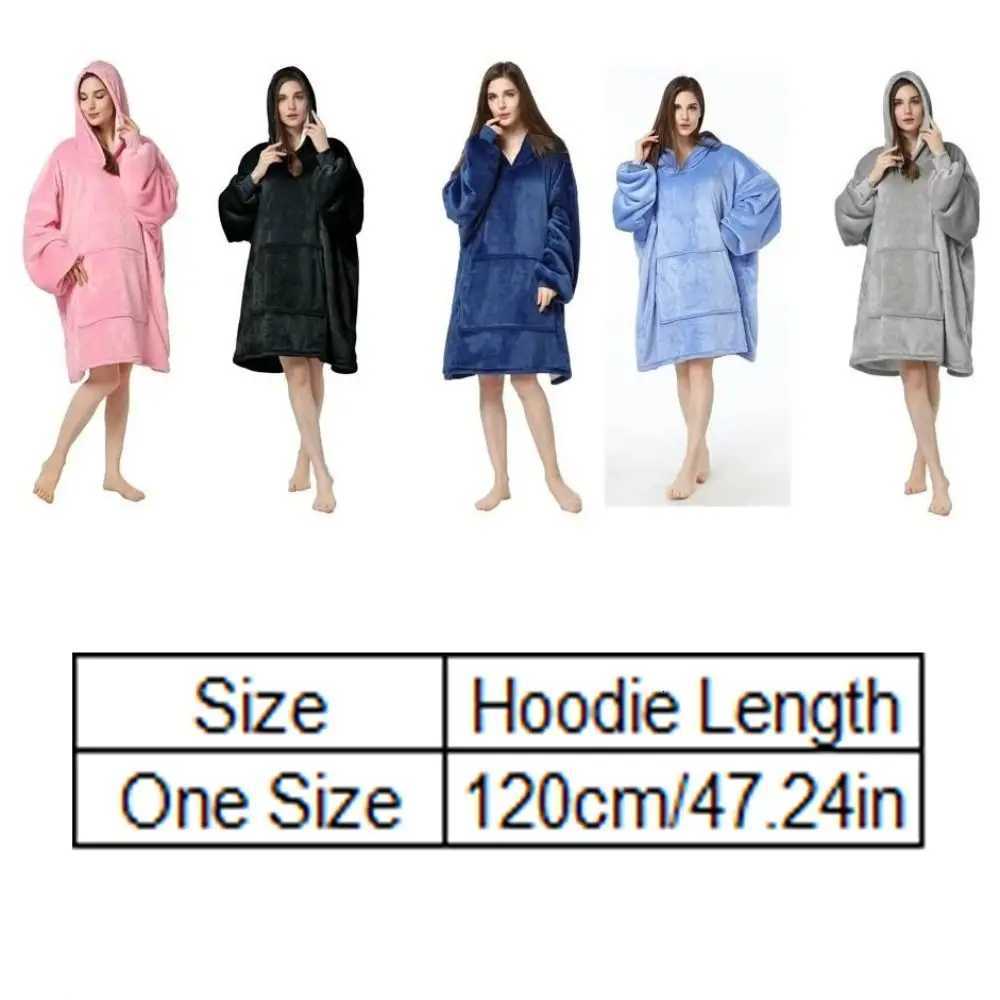 Lounge Women's Sleep European Style Warm Flannel Robe Oversize Long Sleeve Couples Wearable Robe with Pocket Comfortable Hooded Pajamas Autumn Wi - view 7
