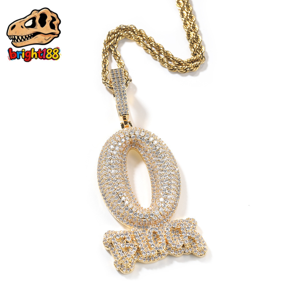 Hip Hop Rapper Jewelry Iced Out Letter Pendant Necklace Fully Lab O BLOCK Gold Silver Plated Charm Pendant for Men Women