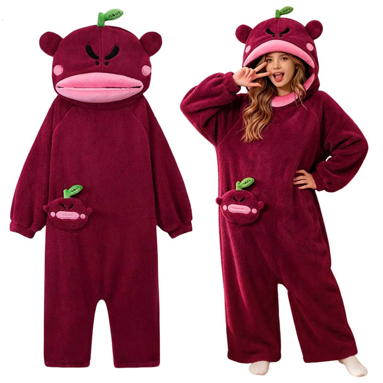 Sleep Lounge Women's Cartoon Big Mouth Monster Funny Onesie Kigurumi Pajamas For Men Women Winter Thickened Fleece Warm Loungewear Home Sleepwear - view 4