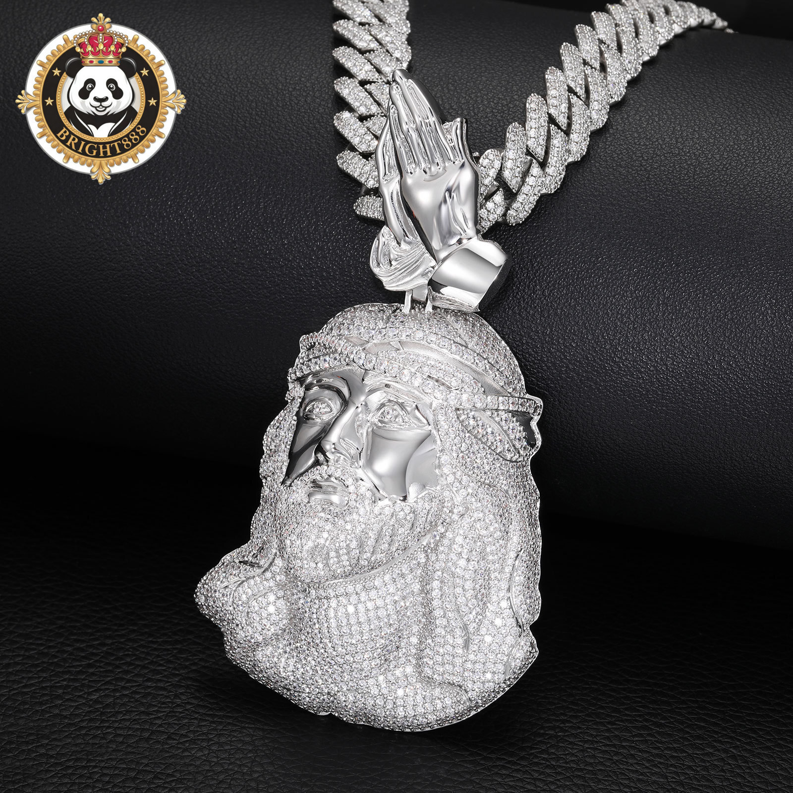 New Full Moissanite Iced Out Jesus Head Pendant Necklace for Men Hip Hop Fashion Jewelry 18K Gold Plated Streetwear Accessory Wholesale