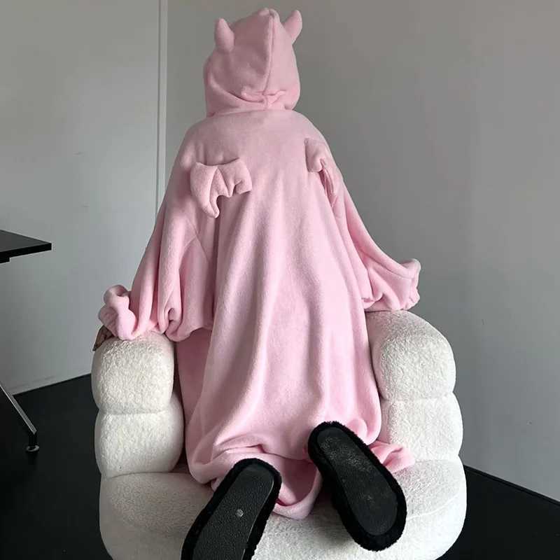 Lounge Women's Sleep Demon Robe Couples Matching Pajamas Sweatshirts Hoodies Pullovers Fluffy Pajamas Kigurumi Homewear Long Sleeve Thicken Overs - view 5