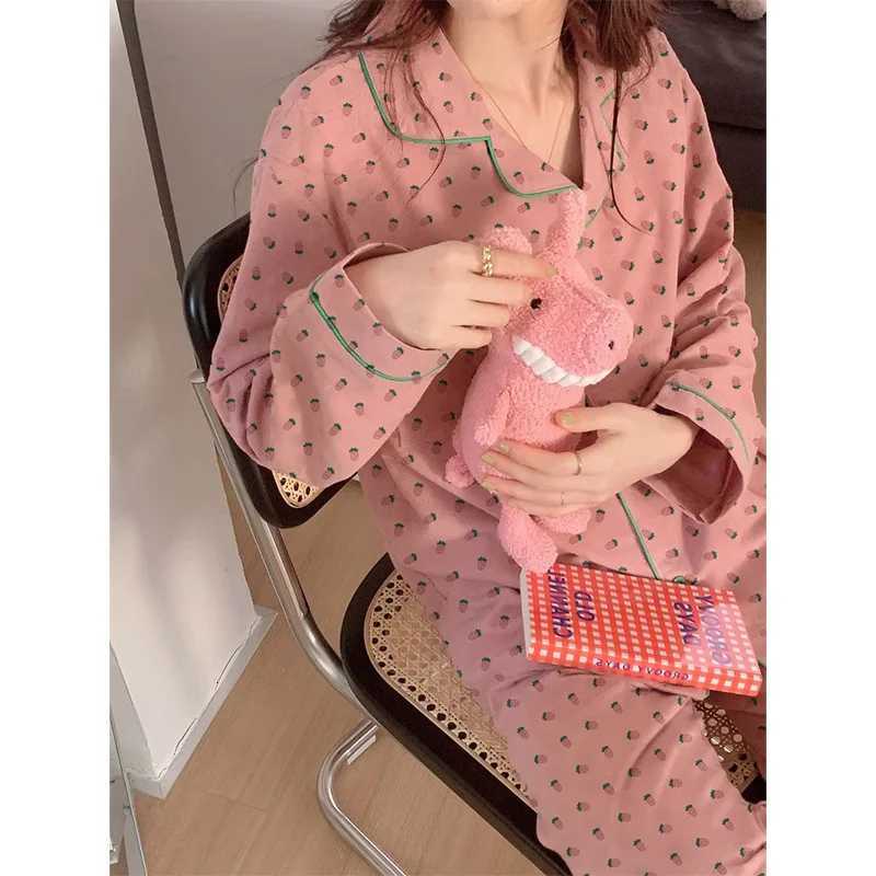 Women's Sleep Lounge Spring and Autumn New Women's Long Sleeve Long Pants Pajamas Printed Sweet Loose Casual Pajamas Homewear Loose Casual S - view 5
