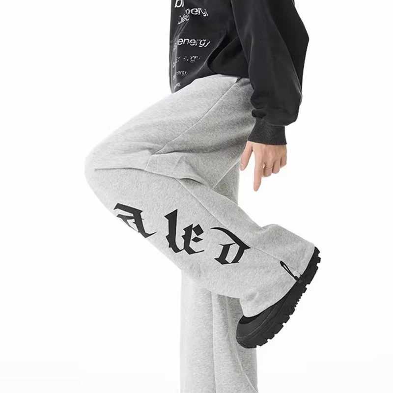 Men's Jeans Spring Goth Letter Printed Baggy Straight Leg Trousers For Man Hip Hop Fashion Cotton Sports Pants Y2K Vintage Pantalones Hombre H260 - view 6