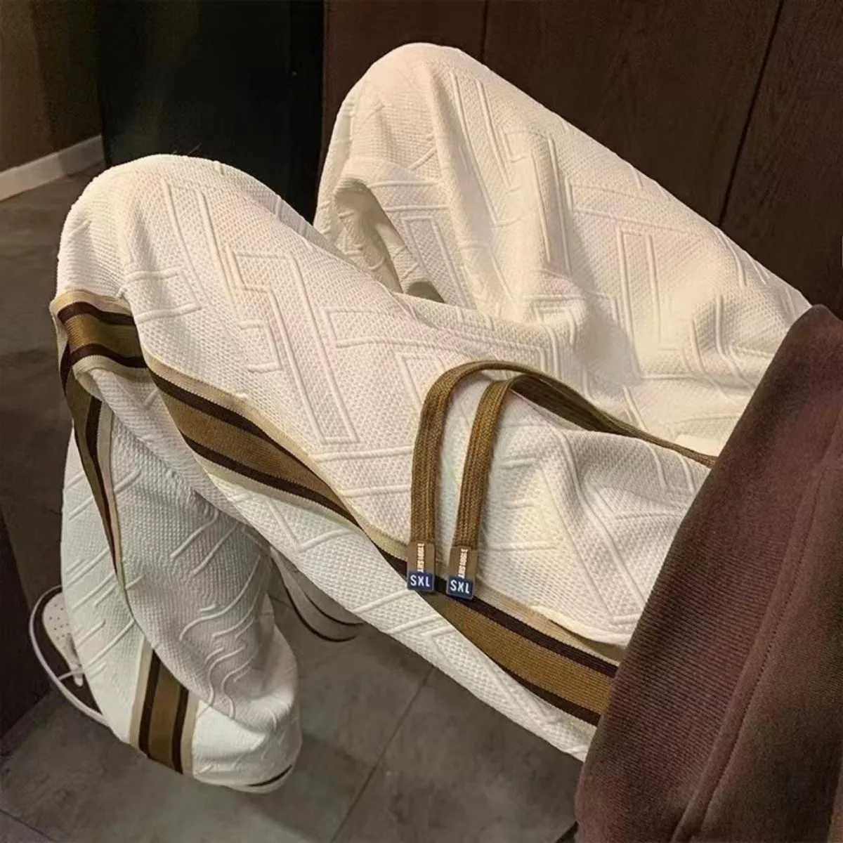 Men's Pants New Trendy Striped Color Patchwork Straight-Leg Sweatpants Men Oversized Streetwear Loose Casual Wide-Leg Pants for Men D260924 - view 5